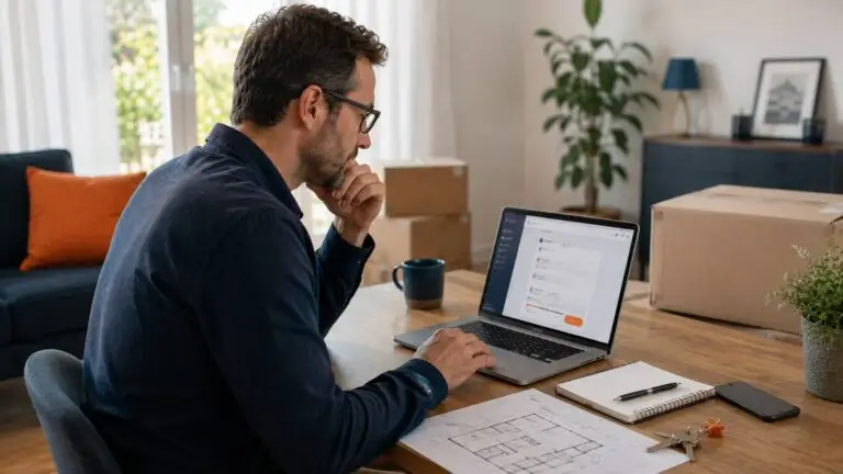 Professional bereidt een voorstel voor Verhuiswereld voor via een online platform