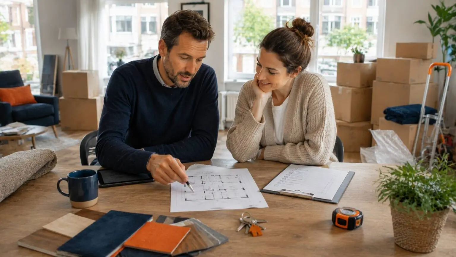 Professionals bespreken praktische informatie over verhuizen en wonen