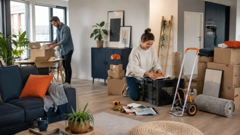 Nieuwe woning met verhuisdozen en praktische inrichting na een verhuizing